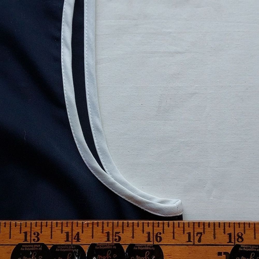 Ann Taylor  Sleeveless Sheath Dress Navy Blue White‎ Trim Zip Slit 4 - Picture 5 of 9
